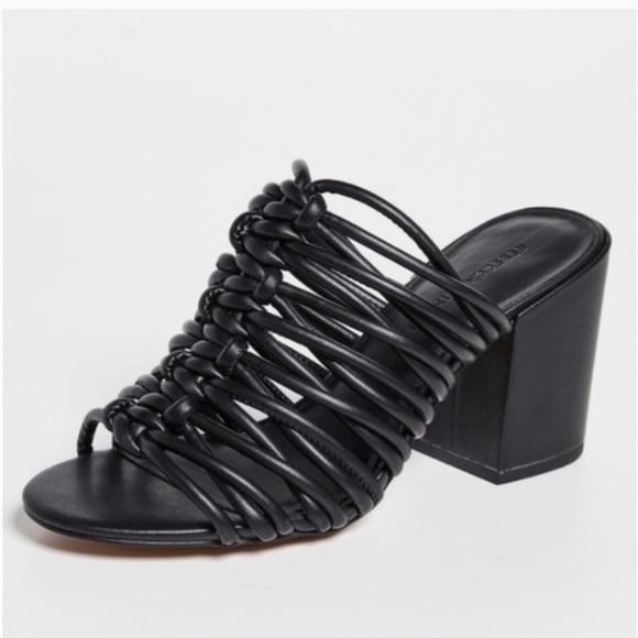 Rebecca Minkoff Black Calanthe Strappy Knot Chunky Slide Sandals S-050 size 7.5 - Picture 1 of 13